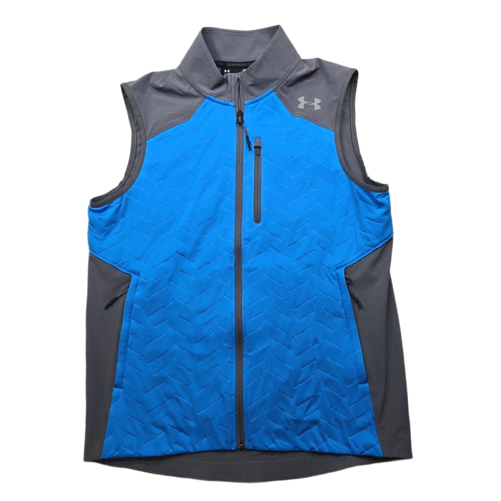 Under Armour ColdGear Reactor Vest Men's Small Blue Gray Zip Golf Athletic